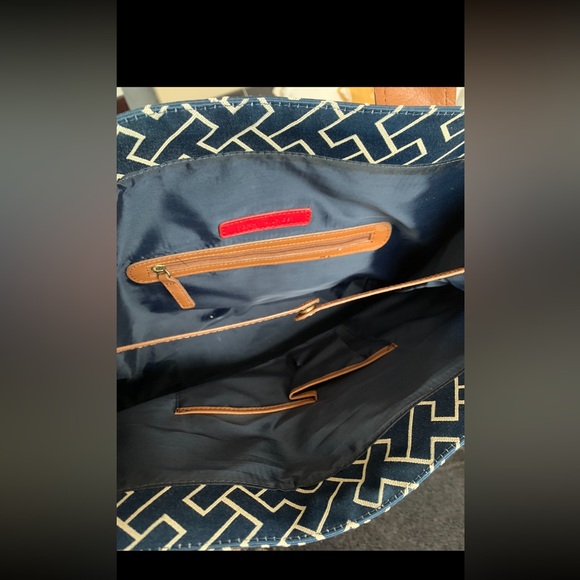 TOMMY HILFIGER BAG BLUE GOLD BROWN NWOT - Picture 7 of 10